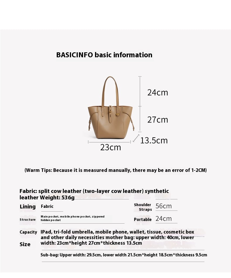 Retro Genuine Leather Portable Women's Shoulder Bag